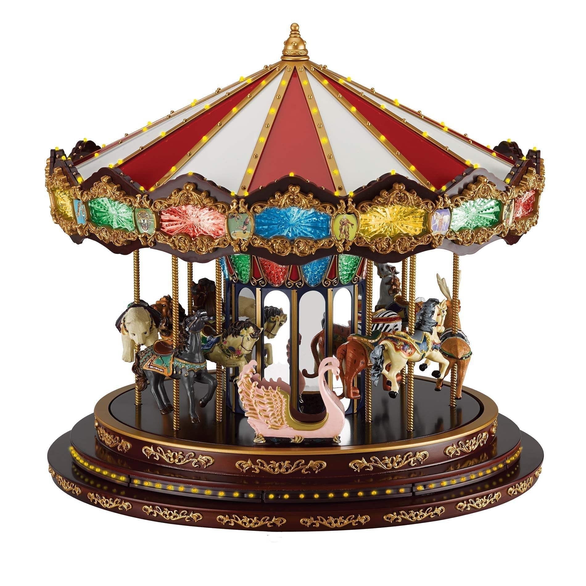 Mr. Christmas 16.5" Brown and Gold LED Carousel Decoration