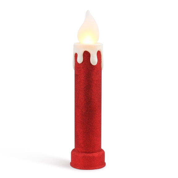 Mr. Christmas 24 in. Glittery Blow Mold Candle - Red