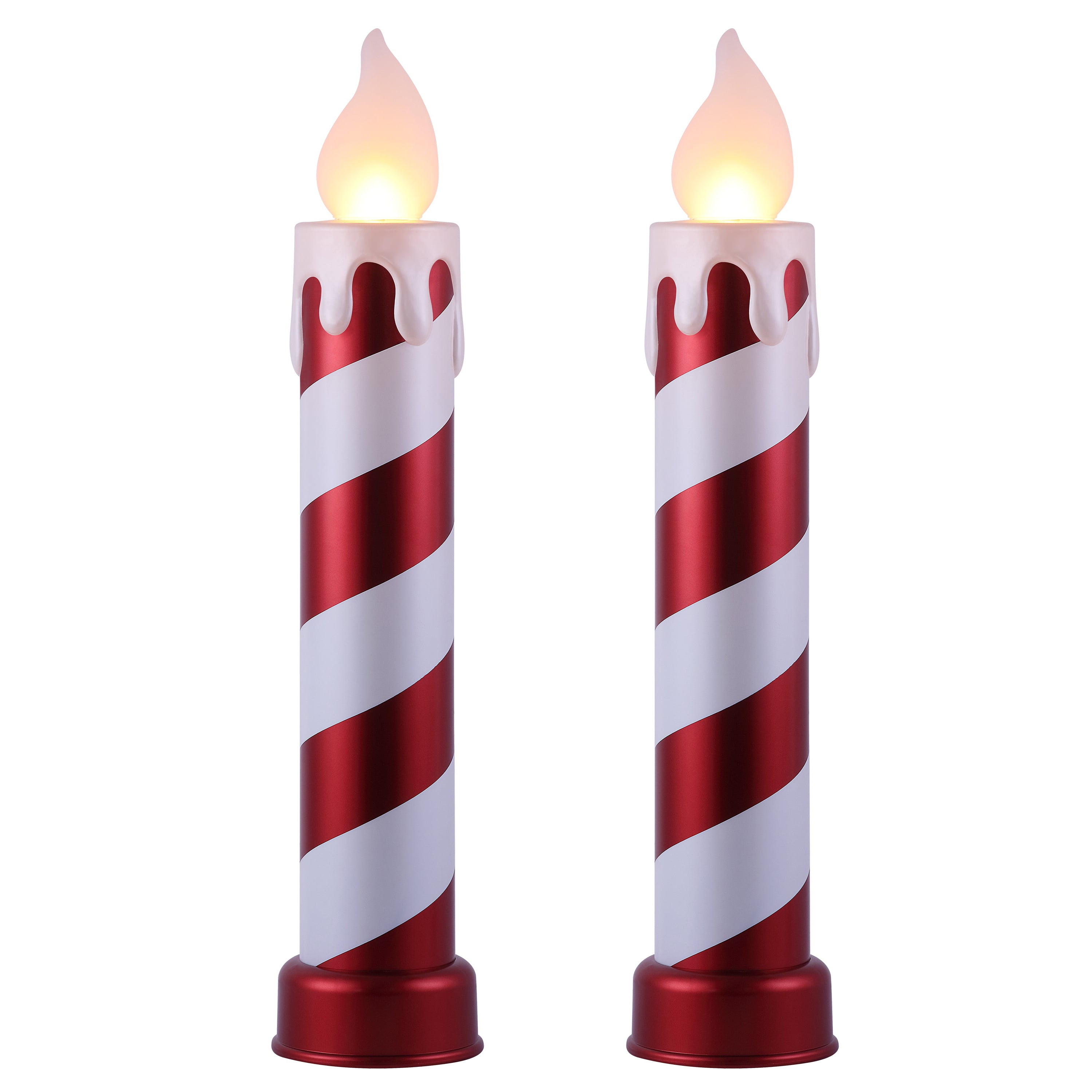 Mr. Christmas 36 in. Striped Metallic Blow Mold Candle - Red and White