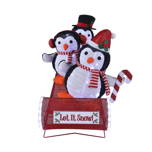 Mr. Christmas 38 in. Animated Outdoor Sledding Buddies - Penguins
