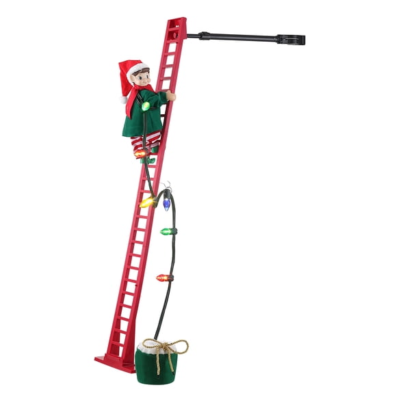 Mr. Christmas 43 in. Animated Ladder Climbing Elf, Red