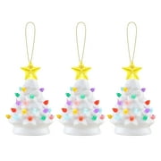 Mr. Christmas 5.25-Inch Nostalgic Tabletop Christmas Trees, Set of 3, White, LED Lights