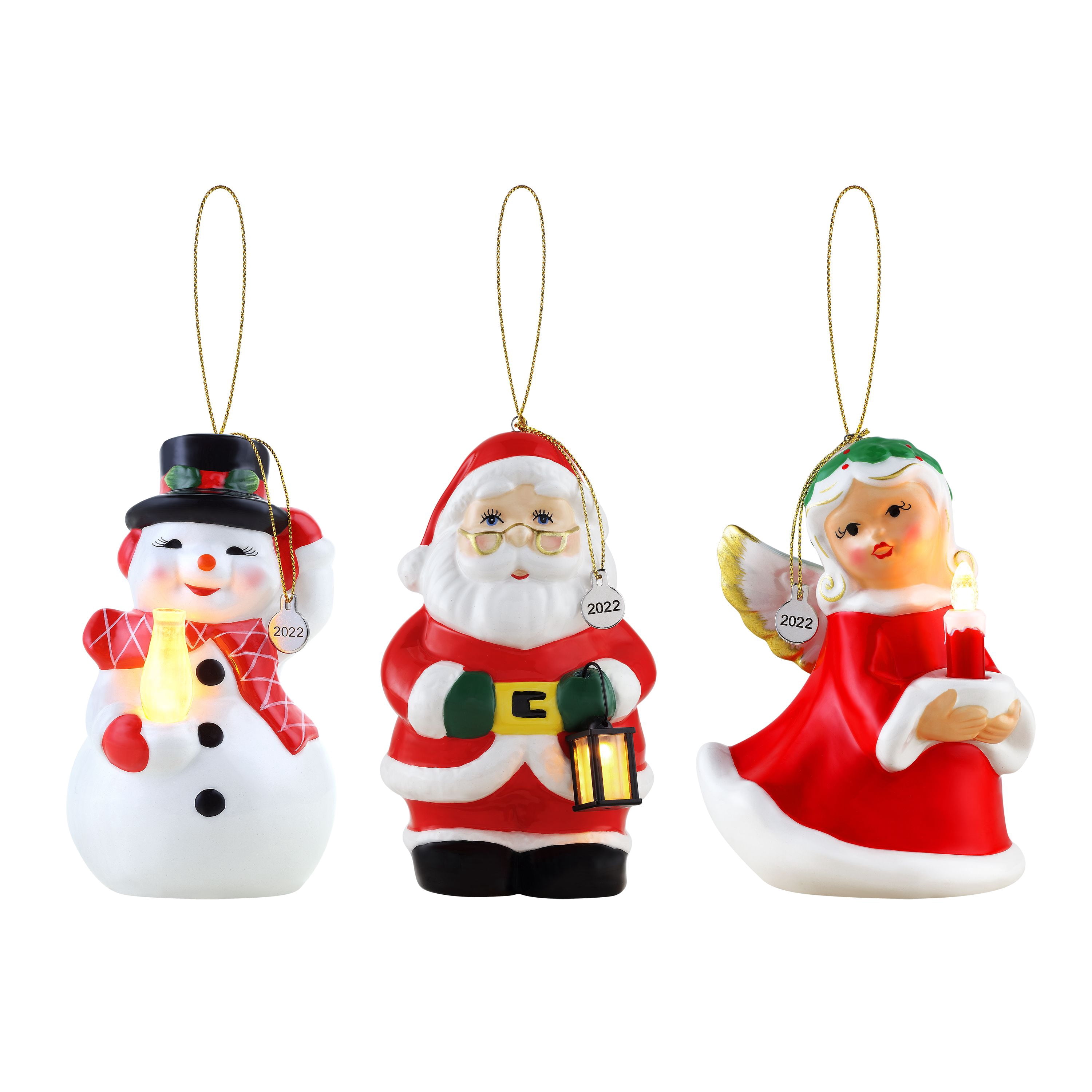 Mr. Christmas 5" Ceramic Hanging Decorative Figurine Ornament Assortment, Multi-Color