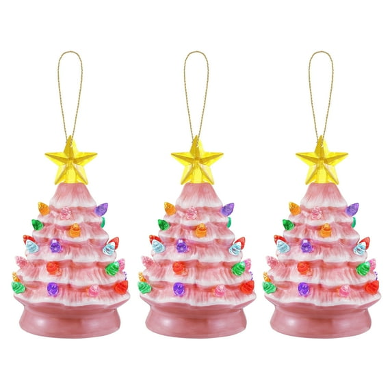 Mr. Christmas 5 in. Set of 3 Nostalgic Ceramic Tree Ornaments - Pink