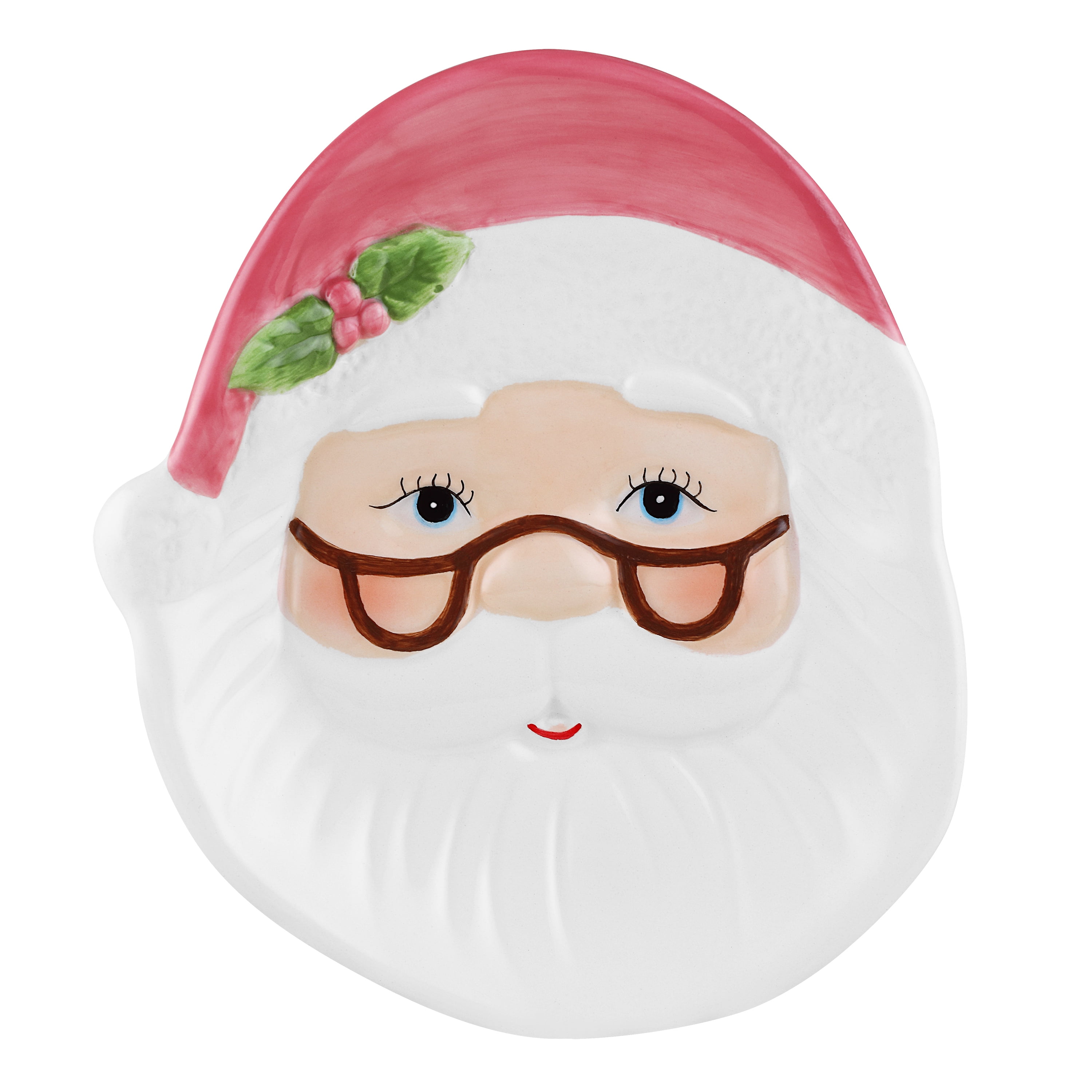 Mr. Christmas 6" Decorative Pink Ceramic Santa Shaped Trinket Tray Decoration