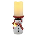 thumbnail image 1 of Mr. Christmas 6-Inch Ceramic Lit Snowman Candle Holder and Flameless Candle, Traditional, Timer Operated, 1 of 6