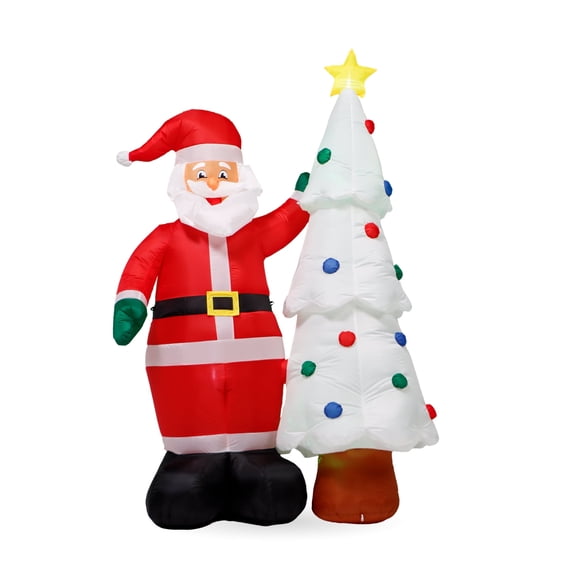 Mr. Christmas 7 ft. Outdoor Lit Inflatable - Santa and Tree