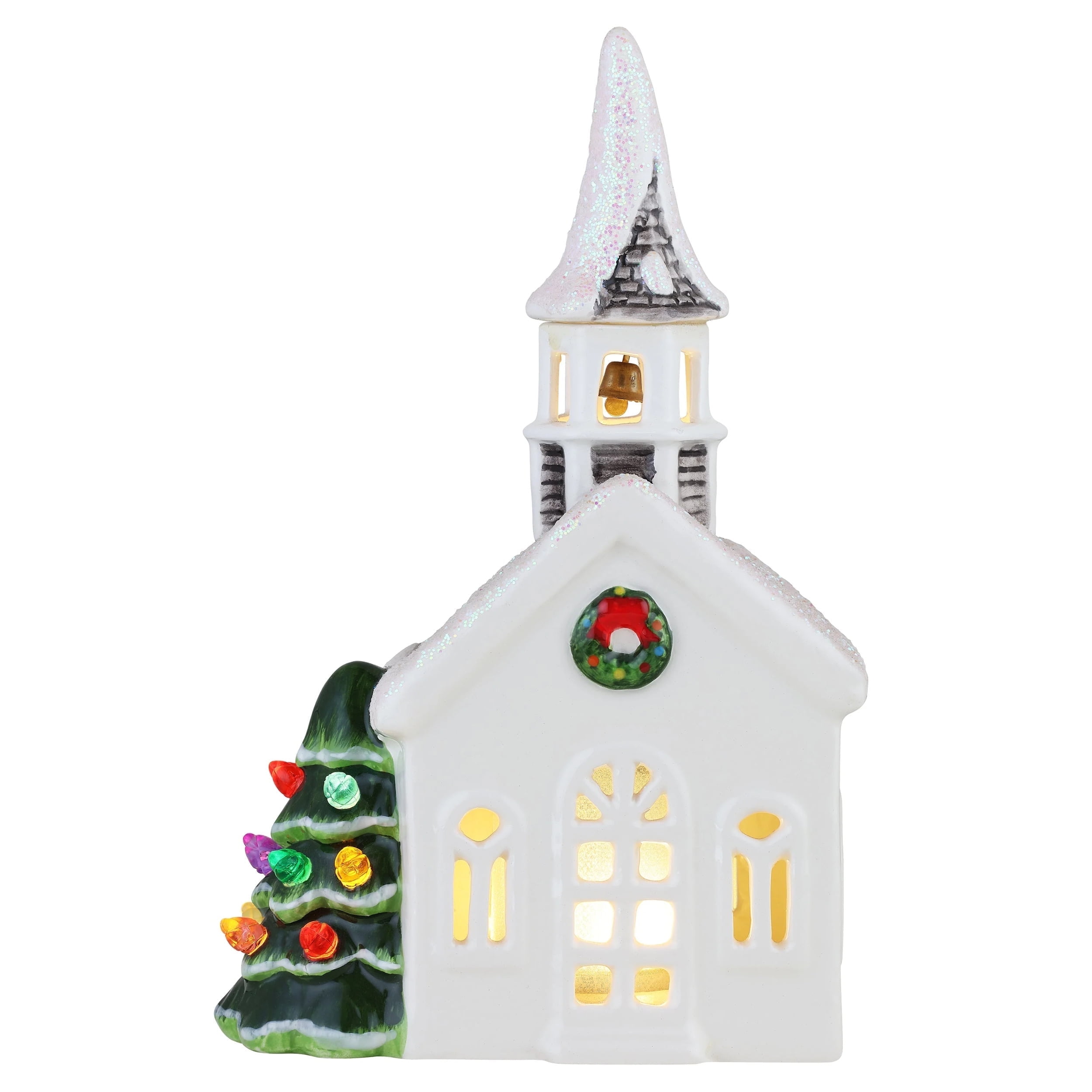 Mr. Christmas White Ceramic LED Church Figurine