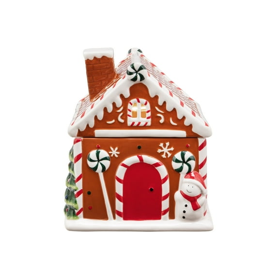 Mr. Christmas 9.5" Ceramic Lit Gingerbread House Cookie Jar
