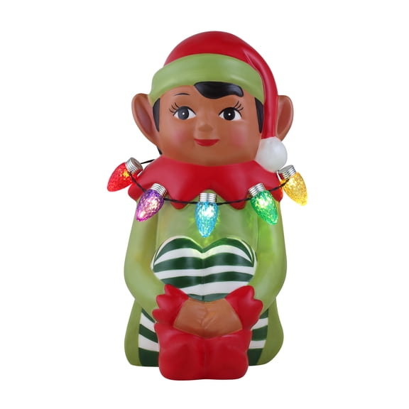 Mr. Christmas 9" Nostalgic Ceramic Black Elf Decoration, Red