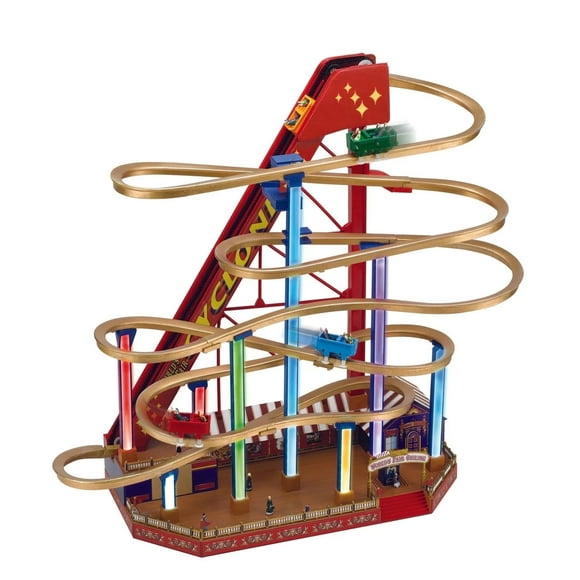 Mr. Christmas 90th Anniversary Decoration - Townspeople, Festive, Amusement Park, Brown & Red, 11.4" W x 11" D x 18.5" H, 1 Count