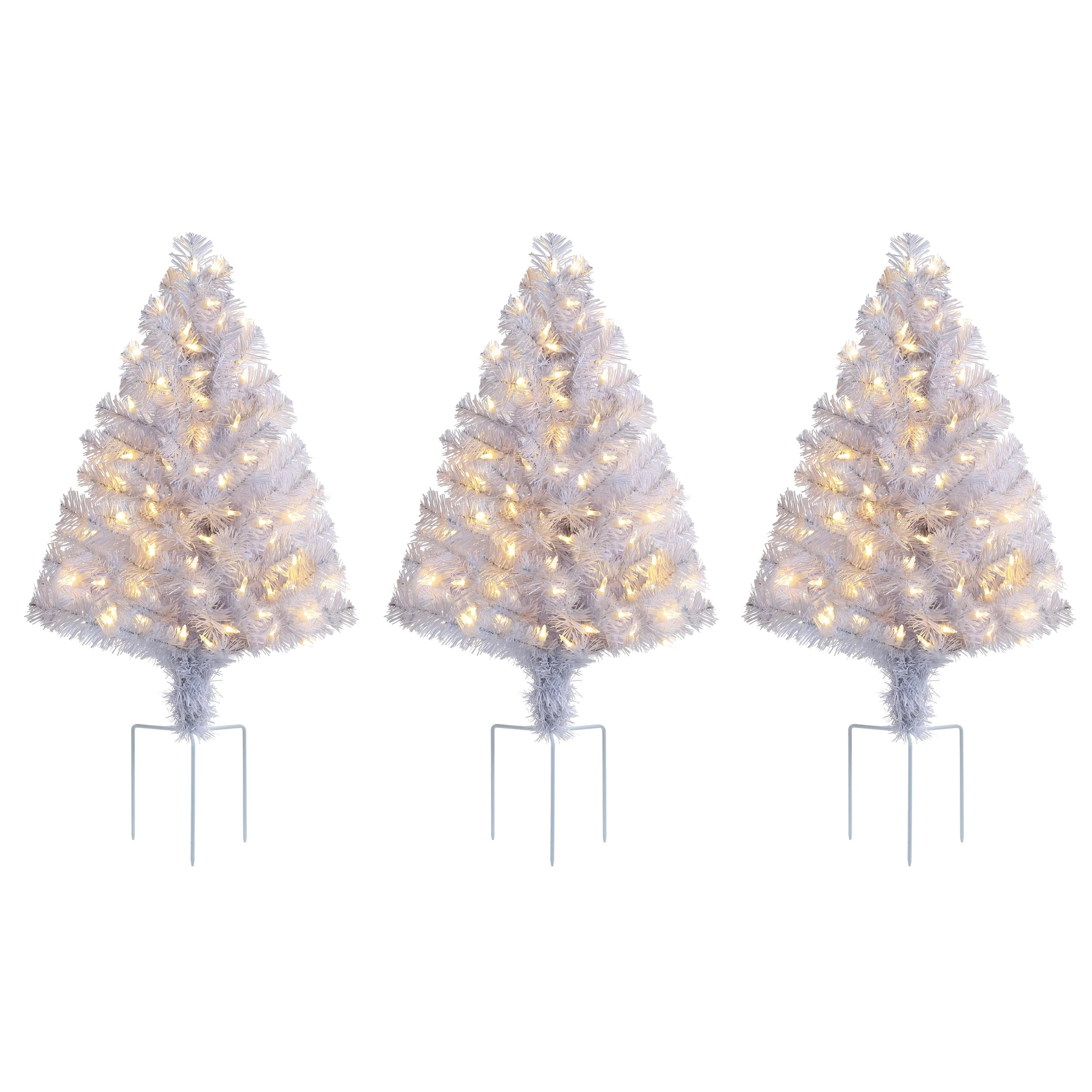 Mr. Christmas Alexa Enabled Pathway Christmas Trees, White