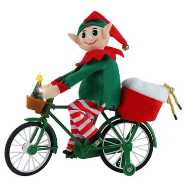 Mr. Christmas Animated Cycling Elf, Green, 11" W x 4" D x 12" H, 1