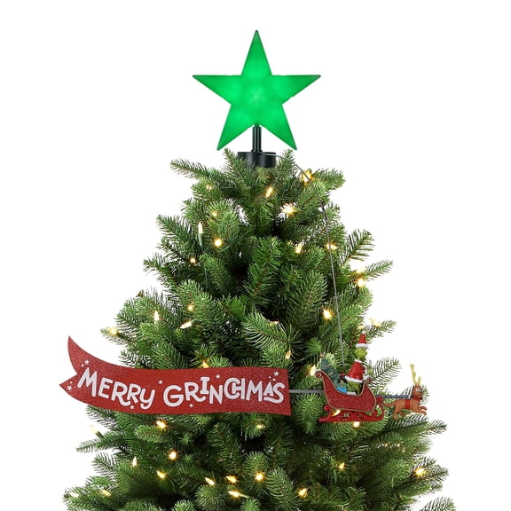 Mr. Christmas Christmas Tree Topper Animated Grinch Sleigh with Banner