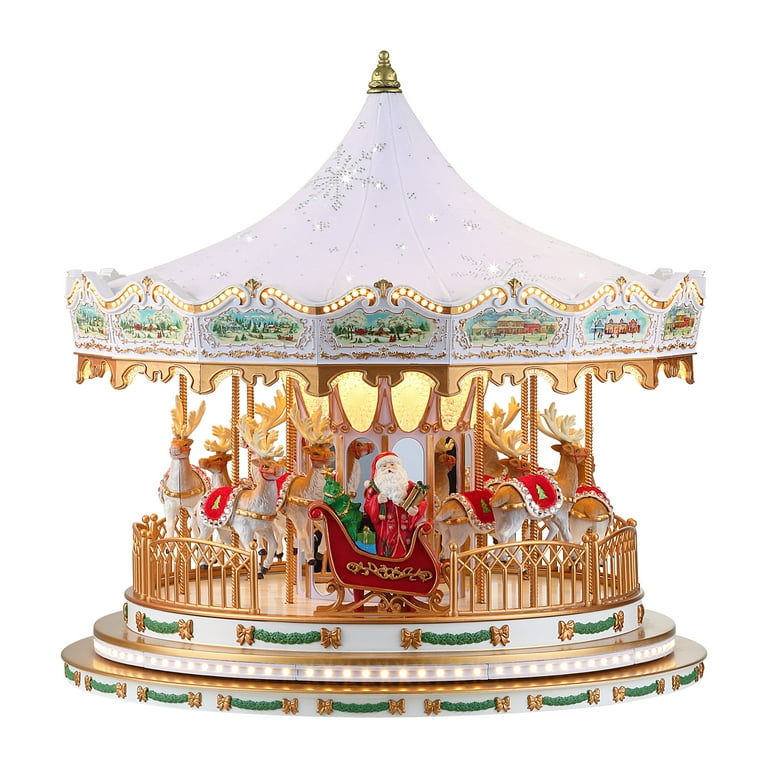 Mr. Christmas Animated Indoor Deluxe Crystal Carousel, 17 Inch