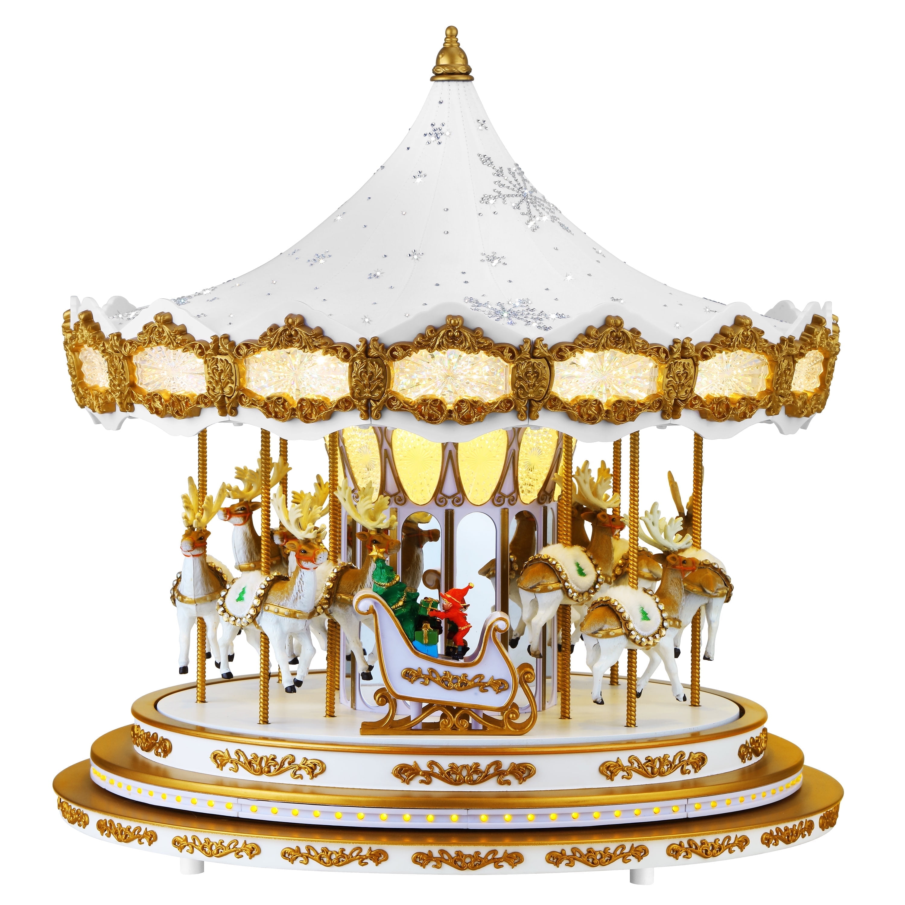 Mr. Christmas 17 in. Animated Snowflake Crystal Carousel - White