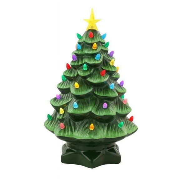 Mr Christmas 14 in Nostalgic Ceramic Tree Green Walmart com