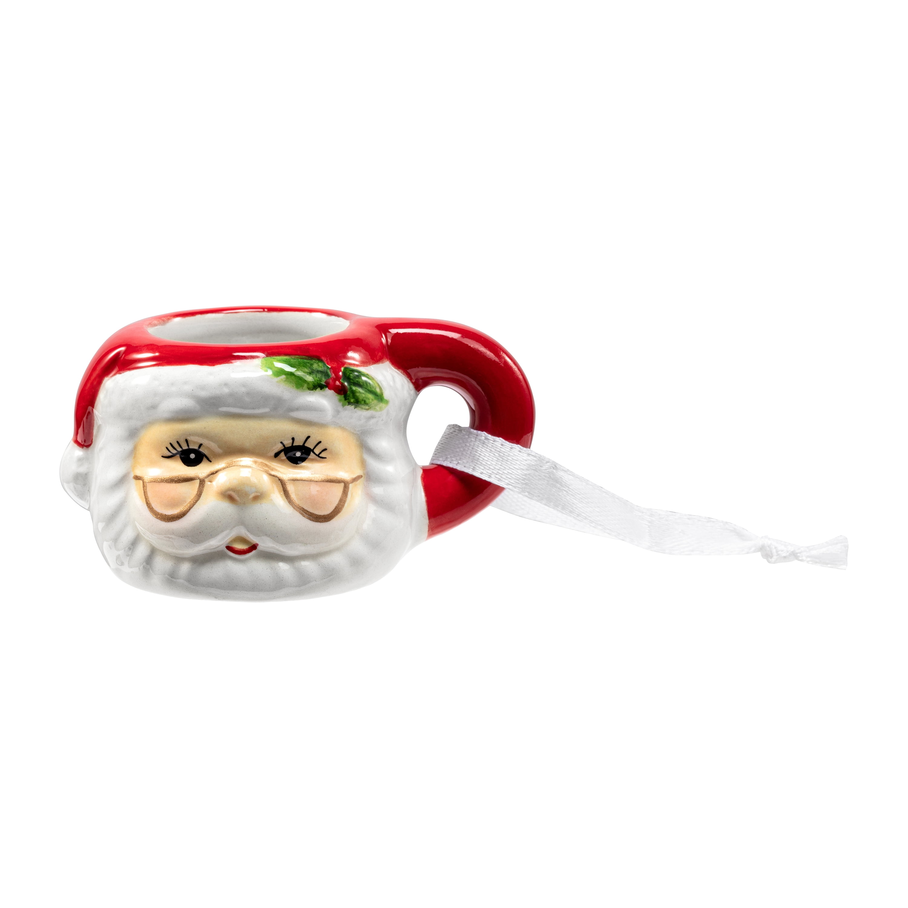 Mr. Christmas Miniature Santa Mug Hanging Ornament Decoration, Red, 1.45"
