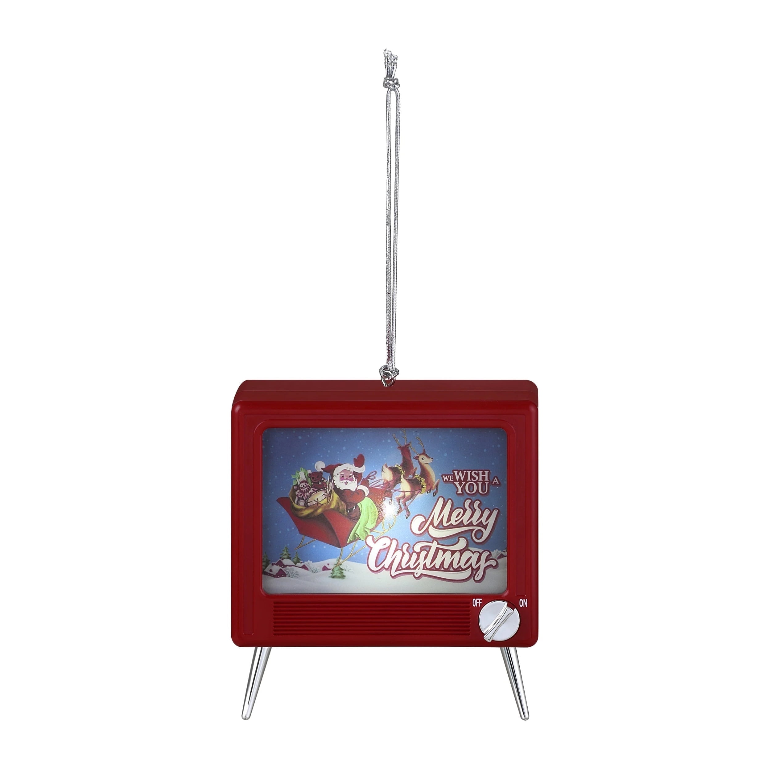 Mr. Christmas Musical LED TV Ornament, Retro Red, 3.75 Inch