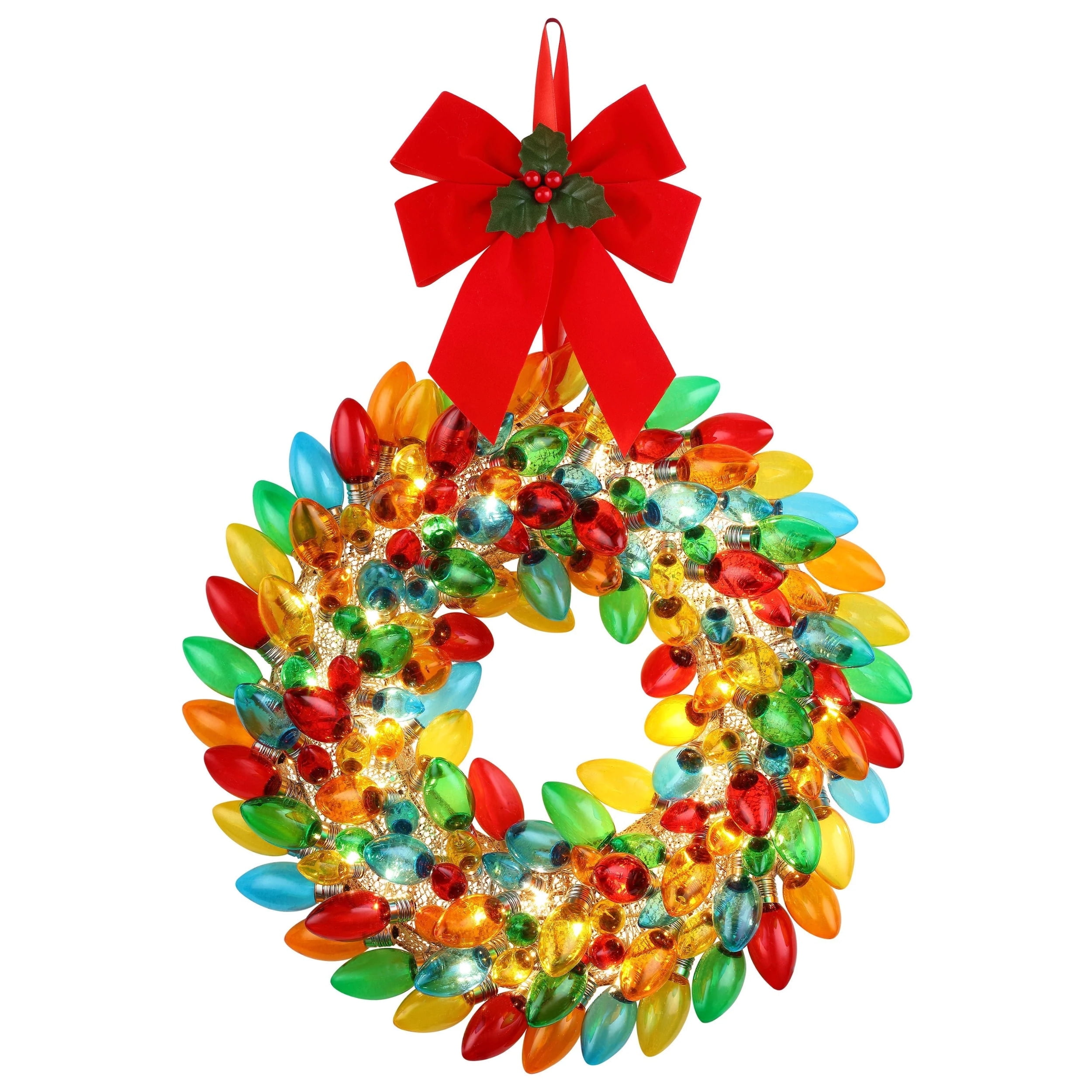 Mr. Christmas Nostalgic Plastic-PS Festive Retro C9 Bulb Wreath, Multicolor, 1 Count