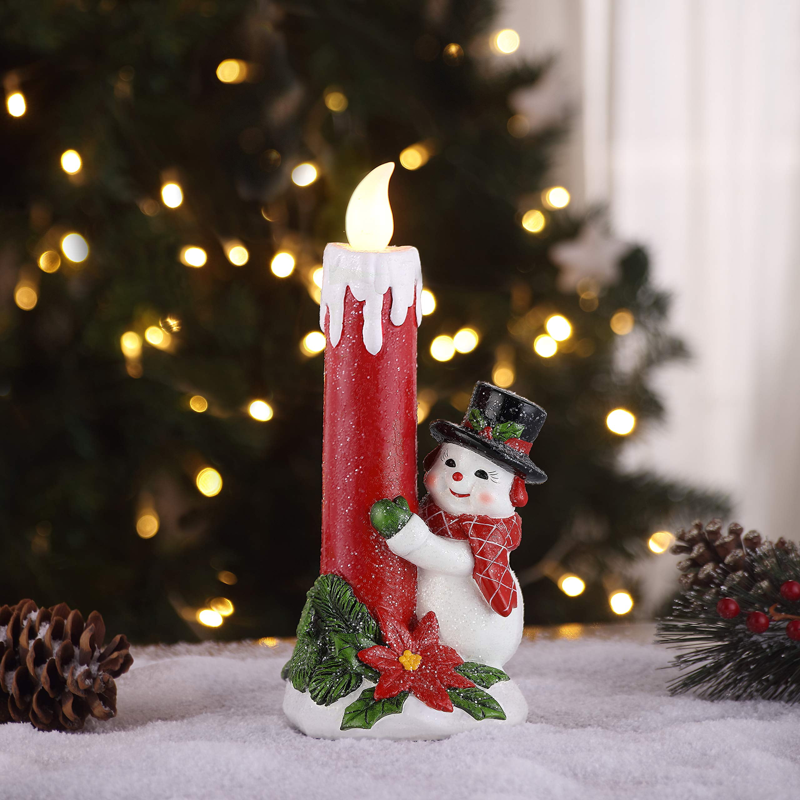 Mr. Christmas Nostalgic Candle-Snowman Christmas Decoration, Blue