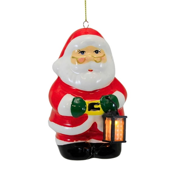 Mr. Christmas Nostalgic Santa Ornament, Model 10274, Ceramic, Lights Up, 1 Pack, 4.5 Inch
