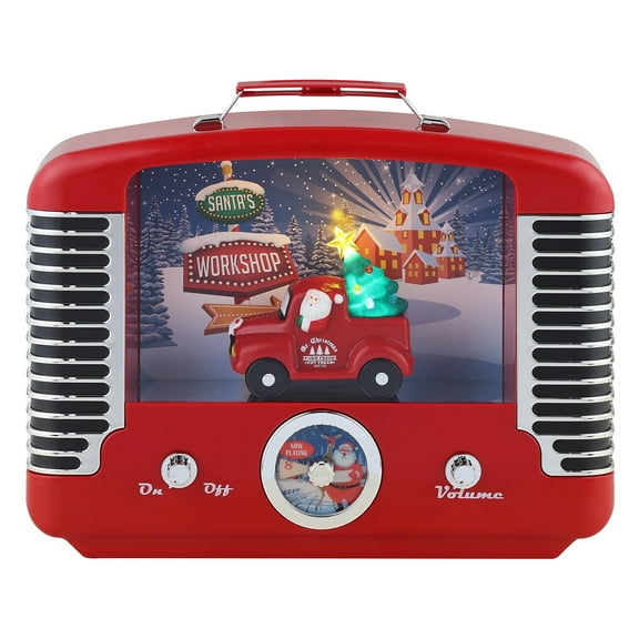 Mr. Christmas Nostalgic Truck Radio with 12 Songs, Red, LED, Includes 3 AA Batteries, 9.5" L x 12" W