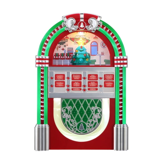Mr. Christmas Rock-O-Rama Jukebox with LED Lighting, Red, 1 Count