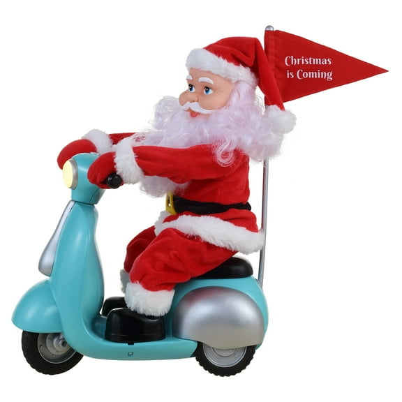 Mr. Christmas Scootin' Santa - One Animated Figurine 14.5 Inch, Plastic - Animated Musical Scooter 30594