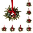 thumbnail image 1 of Mr. Christmas Wreath,Artificial Small Wreaths with Velvet Bow & Red Berries,Christmas Wreaths for Front Door, for Cabinets Kitchen,Window,Farmhouse Wall Xmas Decor,10 PC, 1 of 6