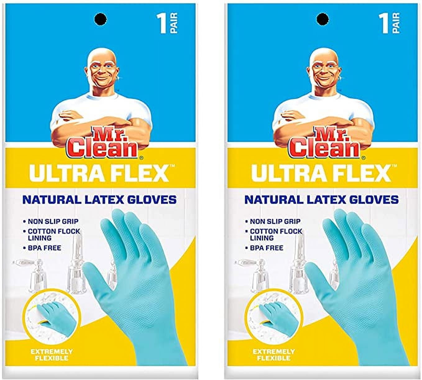 Mr. Clean 243587, Large Cross Wave Non-Slip Grip Gloves, Blue - 2 PACK 