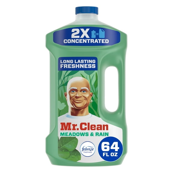 Mr. Clean 2X Concentrated Floor Cleaner, All Purpose Cleaner, Mop Soap, Meadows & Rain, 64 fl oz