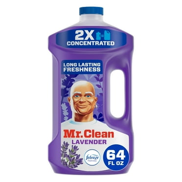 Mr. Clean 2X Concentrated Floor Cleaner, All Purpose Cleaner, Mop Soap, Lavender, 64 fl oz