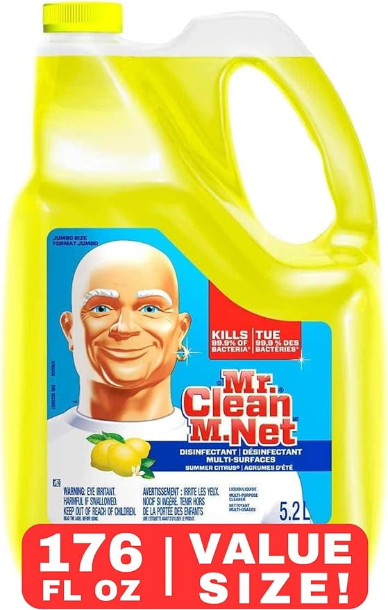 Mr Clean All Purpose Cleaner 1.4 gallons 176 ounces, Citrus Scent, Extra Large Bottle. Bundled