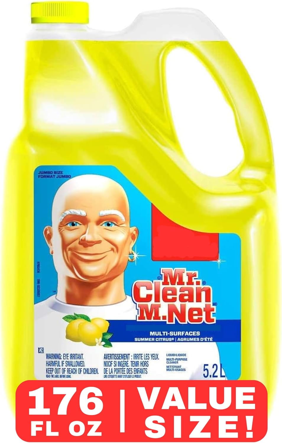 Mr. Clean All Purpose Cleaner 1.4 gallons 176 ounces, Citrus Scent, Extra Large Bottle.