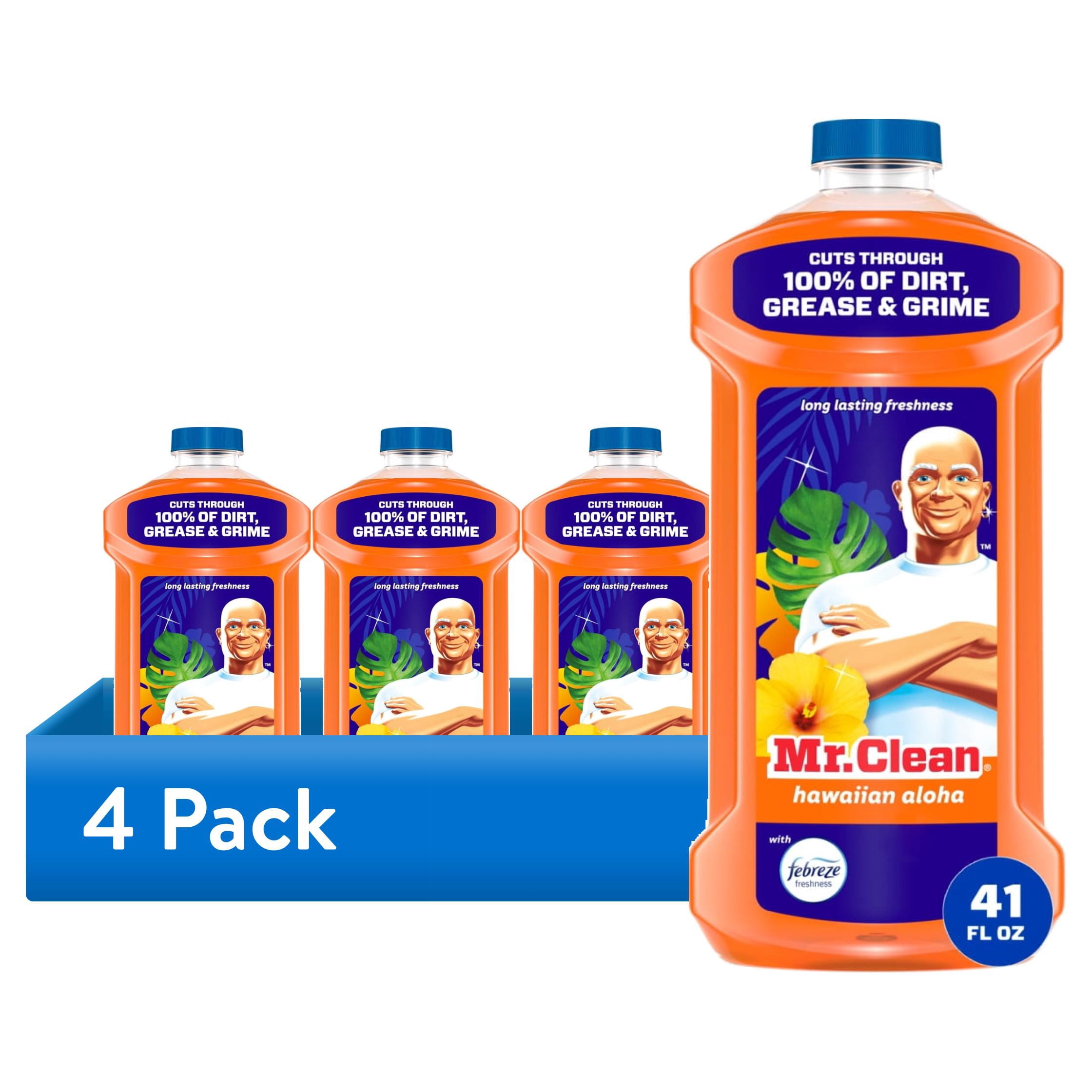 (4 pack) Mr. Clean All Purpose Cleaner, Cleaning Liquid, Hawaiian Aloha, 41 fl oz