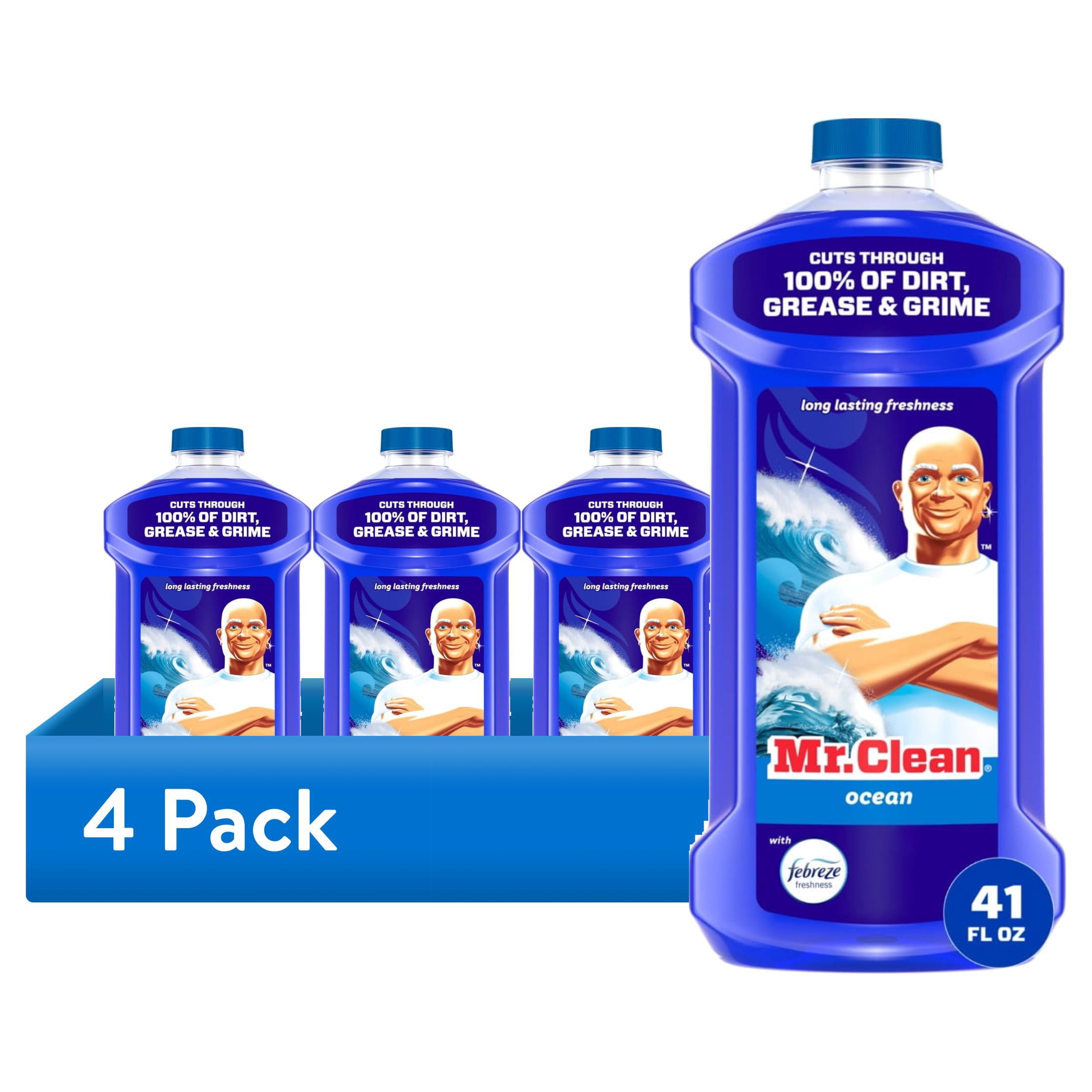 (4 pack) Mr. Clean All Purpose Cleaner, Cleaning Liquid, Ocean, 41 fl oz