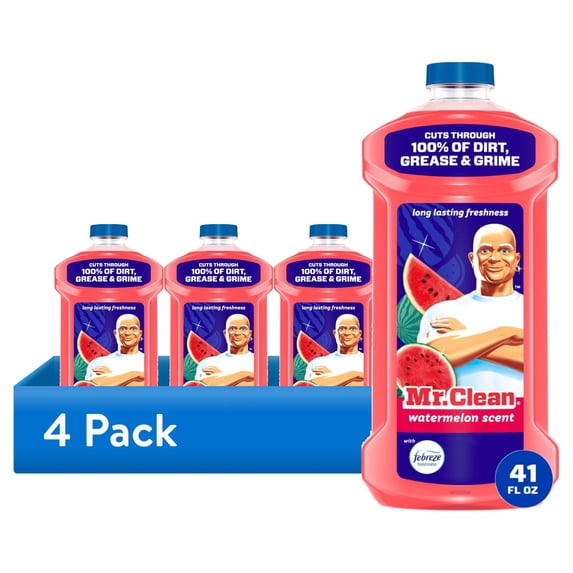 (4 pack) Mr. Clean All Purpose Cleaner, Cleaning Liquid, Watermelon, 41 fl oz