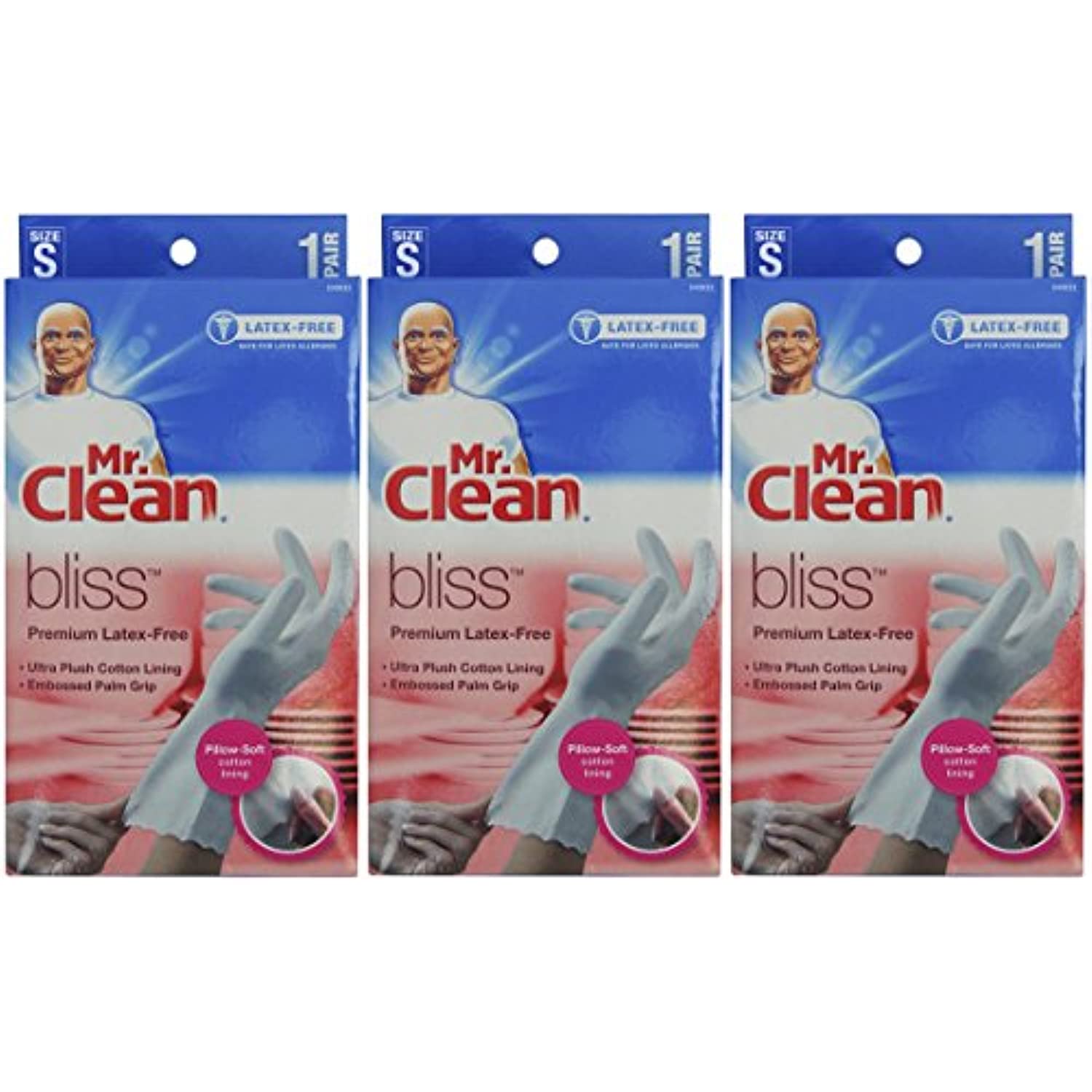 Mr. Clean Bliss Premium LatexFree Gloves, Small, 3 Pairs