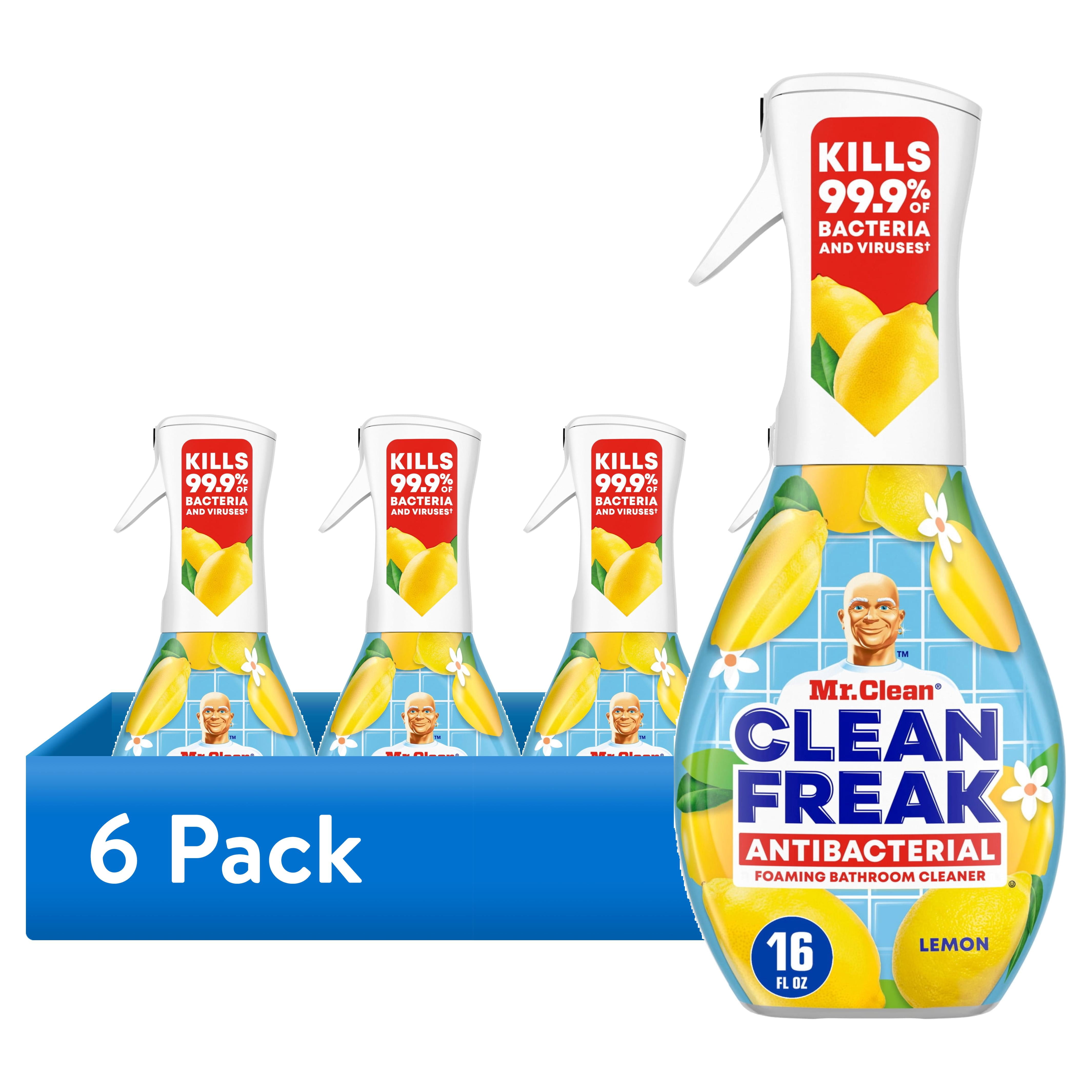 (6 pack) Mr. Clean Clean Freak Lemon Scent Antibacterial Multi-Purpose Bath Cleaner, 16 Fl Oz