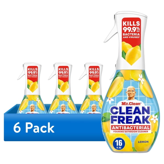 (6 pack) Mr. Clean Clean Freak Lemon Scent Antibacterial Multi-Purpose Bath Cleaner, 16 Fl Oz