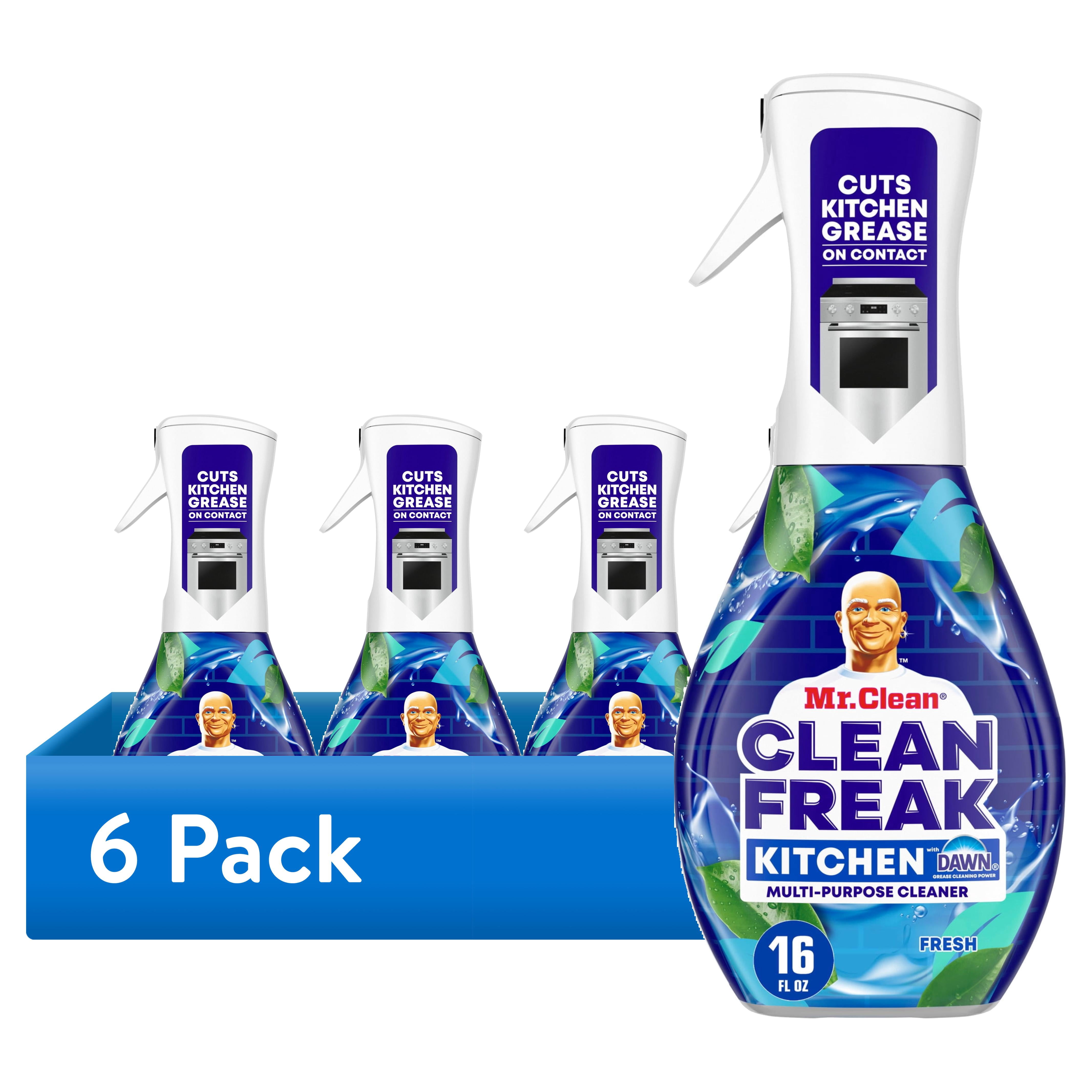 (6 pack) Mr. Clean Clean Freak Fresh Kitchen Multi Purpose Degreaser, 16 Fl oz, Household Cleaner