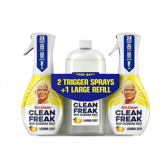 Mr. Clean Clean Freak Multi-Surface Cleaner, Lemon Zest, 2 trigger sprays + refill