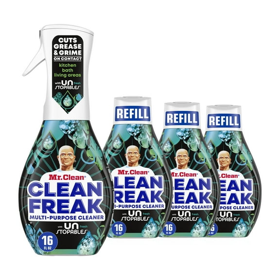 Mr. Clean Clean Freak Multi Surface Cleaning Spray, Deep Cleaning Mist Starter Kit and Refill, Unstopables Fresh Scent, 64 fl oz