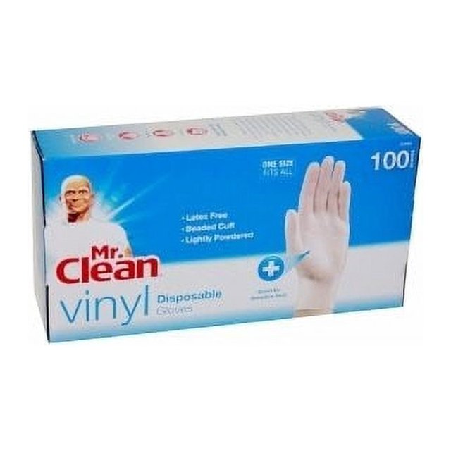 Mr. Clean LatexFree Disposable Vinyl Gloves, Flexible Fit, 100 Ct