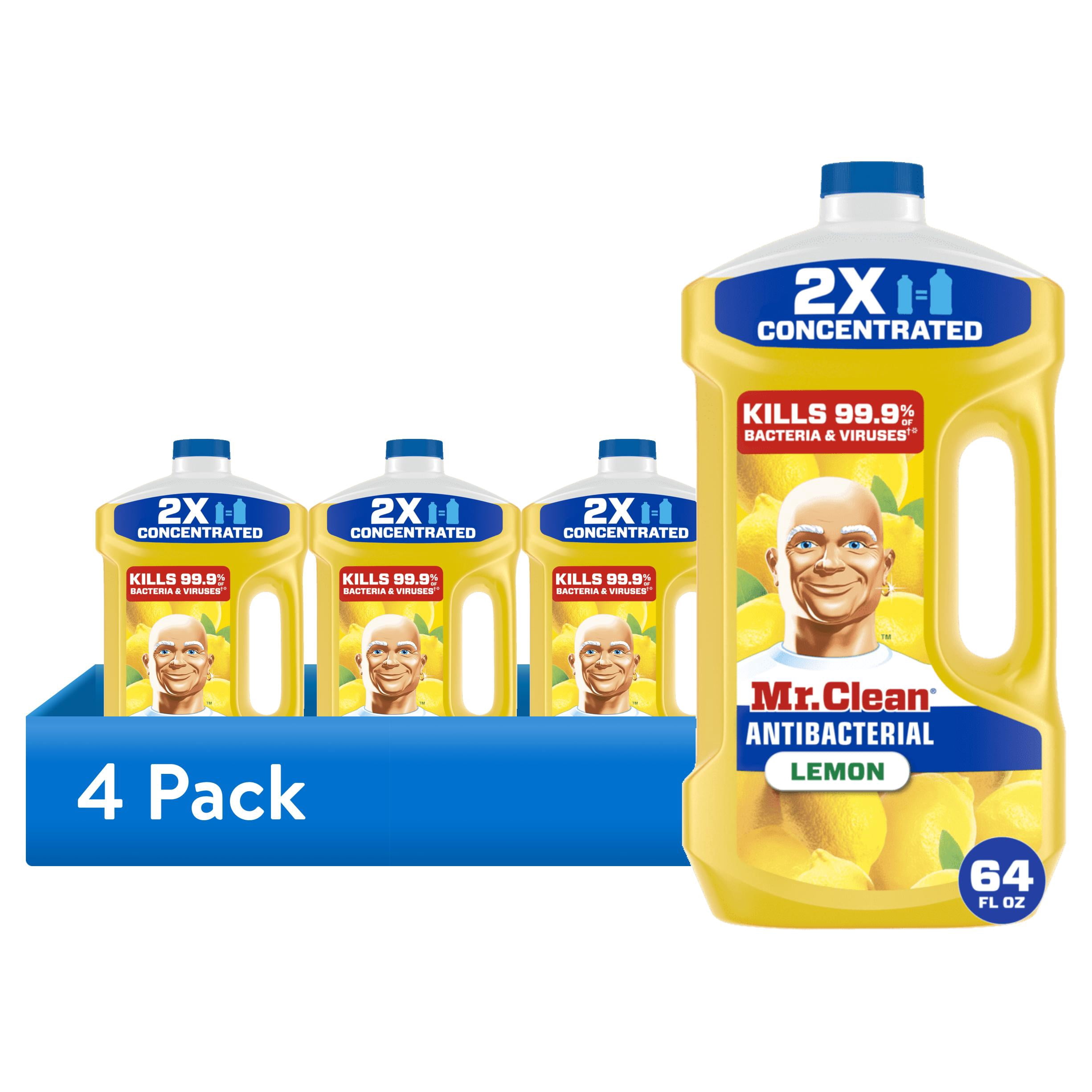 (4 pack) Mr. Clean Floor Cleaner, All Purpose Cleaner, Mop Soap, Lemon, Anti-Bacterial, 64 fl oz