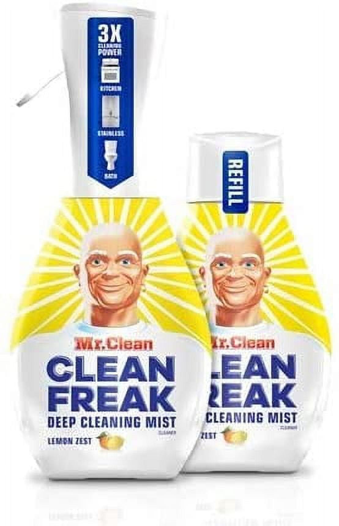 Mr. Clean Freak Deep Cleaning Mist MultiSurface Spray Lemon Zest Bundle, 1 Starter + 1 Refill