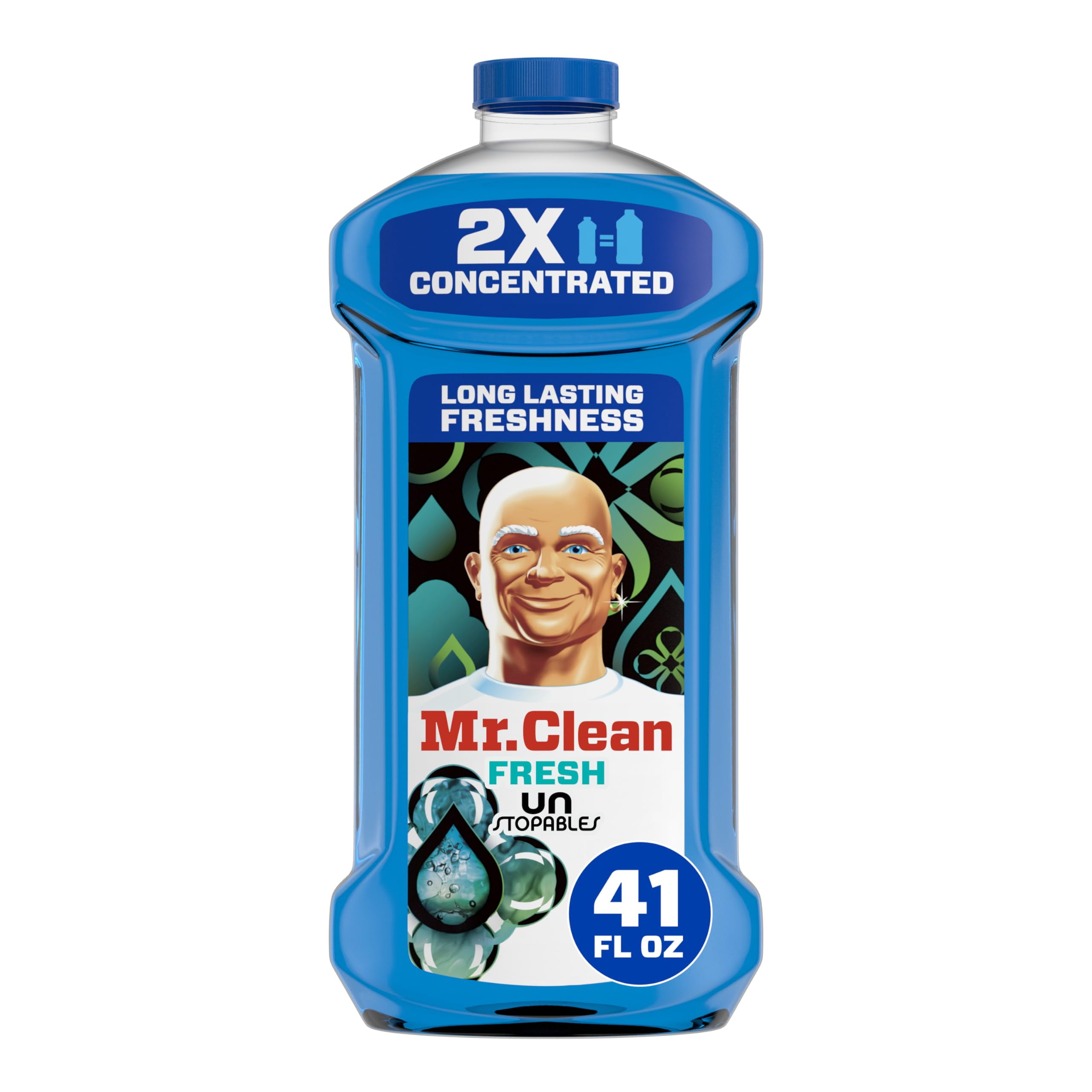 Mr. Clean All Purpose Cleaner, Floor Cleaner for Mopping Home, Bathroom, & Kitchen, Cleaning Liquid for Mop & Bucket, Cleaning Supplies, Multi-Surface Dilutable, Unstopables, 41oz C36