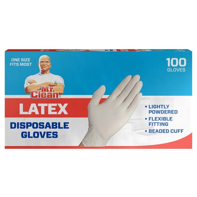 Mr. Clean Latex Disposable Gloves, 100 Ct Rubber Box - Walmart.com