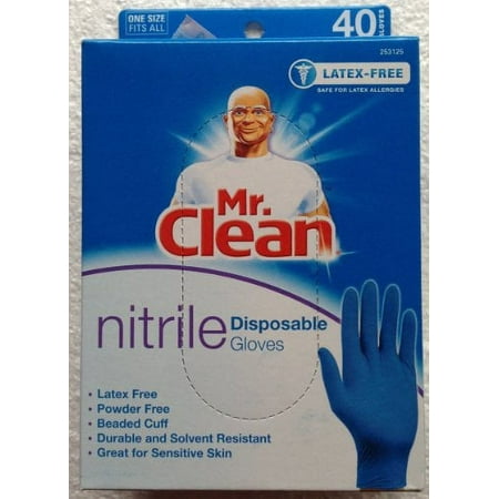 Mr Clean Latex Free & Powder Free NITRILE Disposable Cleaning (40 Count)